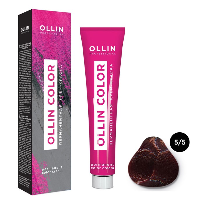 Крем-краска для волос перманентная Ollin Professional Color, тон 5/5 светлый шатен махагоновый, 100 мл - Фото 1