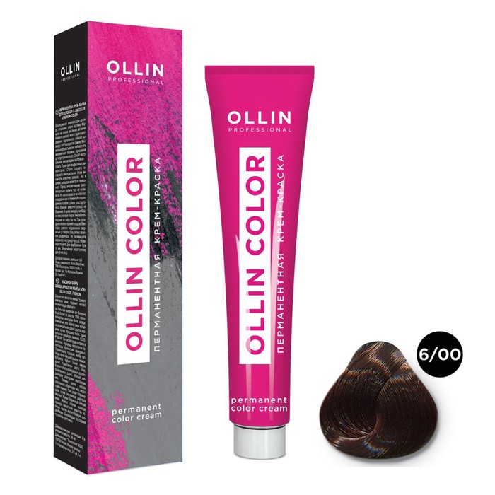 Крем-краска для волос перманентная Ollin Professional Color, тон 6/00 тёмно-русый глубокий, 60 мл - Фото 1