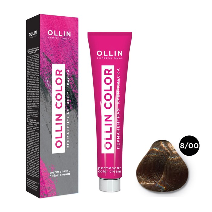Крем-краска для волос перманентная Ollin Professional Color, тон 8/00 светло-русый глубокий, 100 мл - Фото 1