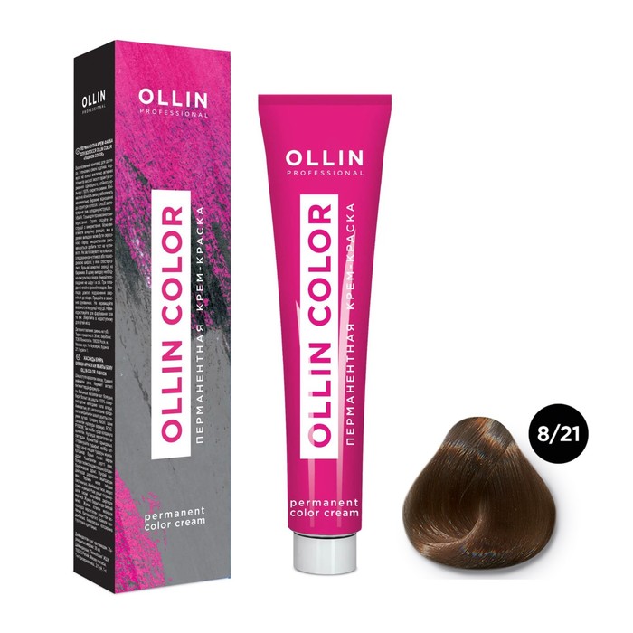 Крем-краска для волос перманентная Ollin Professional Color, тон 8/21 светл-русый фиолетово-пепельный, 100 мл - Фото 1