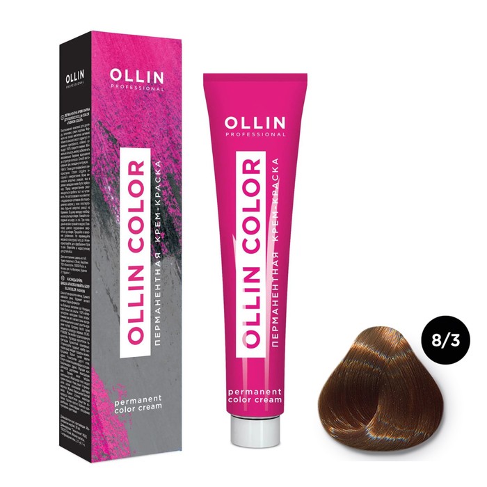 Крем-краска для волос перманентная Ollin Professional Color, тон 8/3 светло-русый золотистый, 60 мл - Фото 1