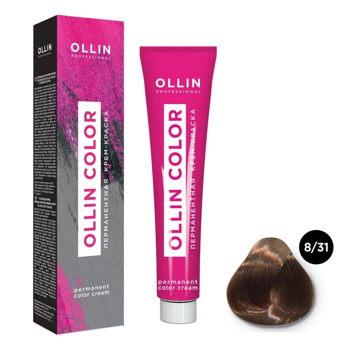 Крем-краска для волос перманентная Ollin Professional Color, тон 8/31 светло-русый золотисто-пепельный, 100 мл - Фото 1