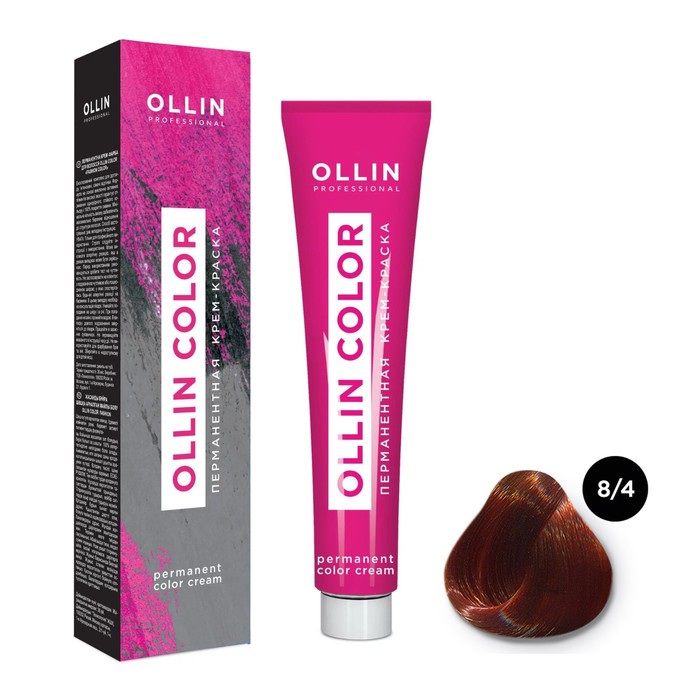 Крем-краска для волос перманентная Ollin Professional Color, тон 8/4 светло-русый медный, 100 мл - Фото 1