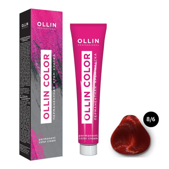 Крем-краска для волос перманентная Ollin Professional Color, тон 8/6 светло-русый красный, 100 мл - Фото 1