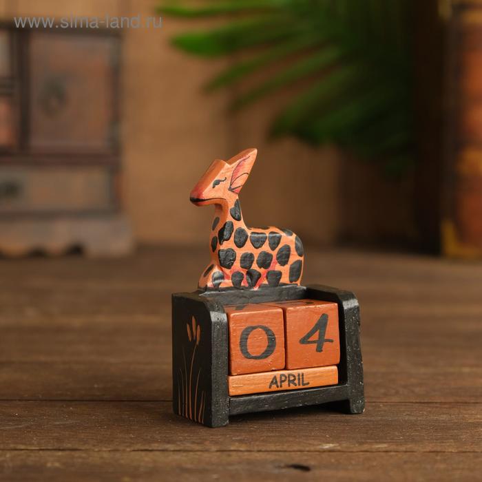 Деревянный календарь с кубиками "Жираф" МИКС 7,5х3,5х10,5 см - Фото 1