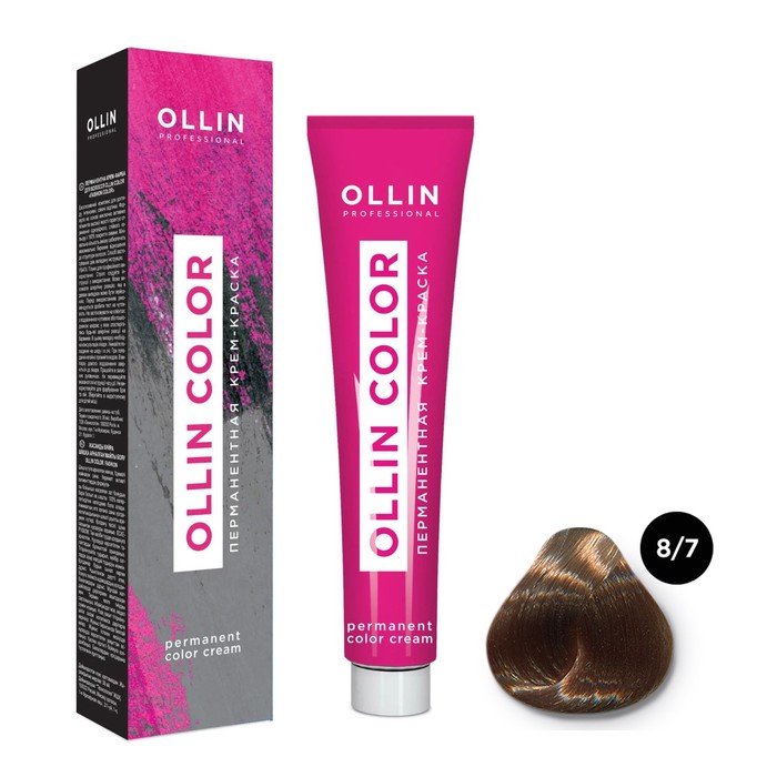 Крем-краска для волос перманентная Ollin Professional Color, тон 8/7 светло-русый коричневый, 100 мл - Фото 1