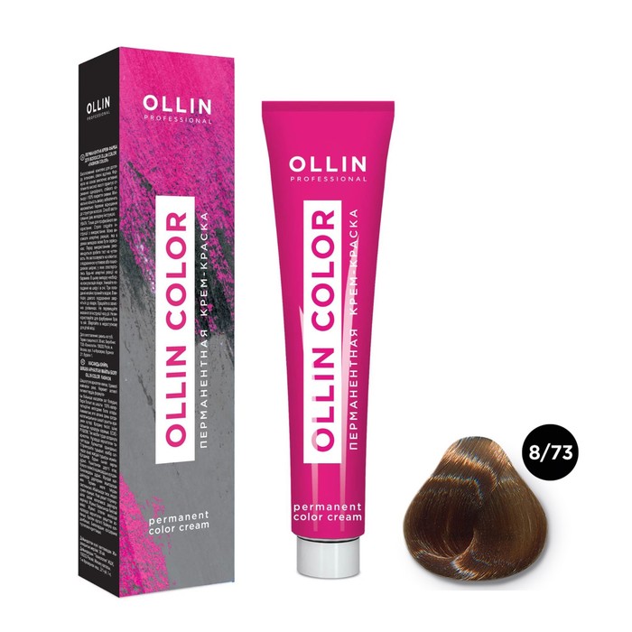 Крем-краска для волос перманентная Ollin Professional Color, тон 8/73 светло-русый коричнево-золотистый, 60 мл - Фото 1