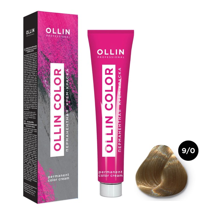 Крем-краска для волос перманентная Ollin Professional Color, тон 9/0 блондин, 60 мл - Фото 1