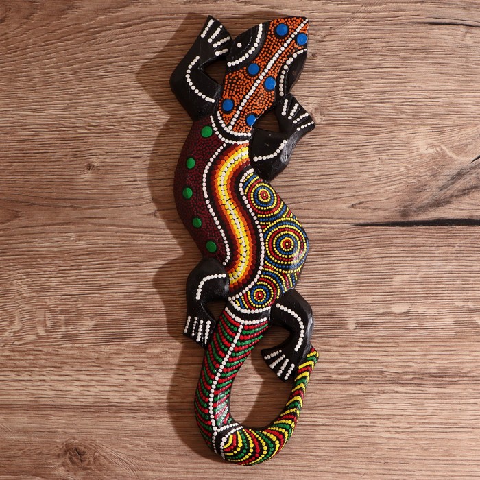 Панно декоративное "Ящерица с цветной росписью на спинке" 30х10,5х1 см - Фото 1