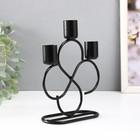 Подсвечник металл на 3 свечи "Завитки" d=2 см чёрный 14х6х16,5 см - фото 23811217