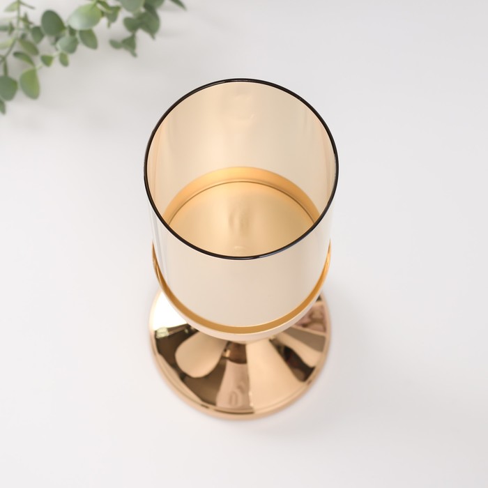 Подсвечник металл, стекло, пластик на 1 свечу "Селия" d=9,5 см розовый с золотом 12х12х28,5 см   101