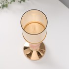 Подсвечник металл, стекло, пластик на 1 свечу "Селия" d=9,5 см розовый с золотом 12х12х40,5 см   101 - Фото 2