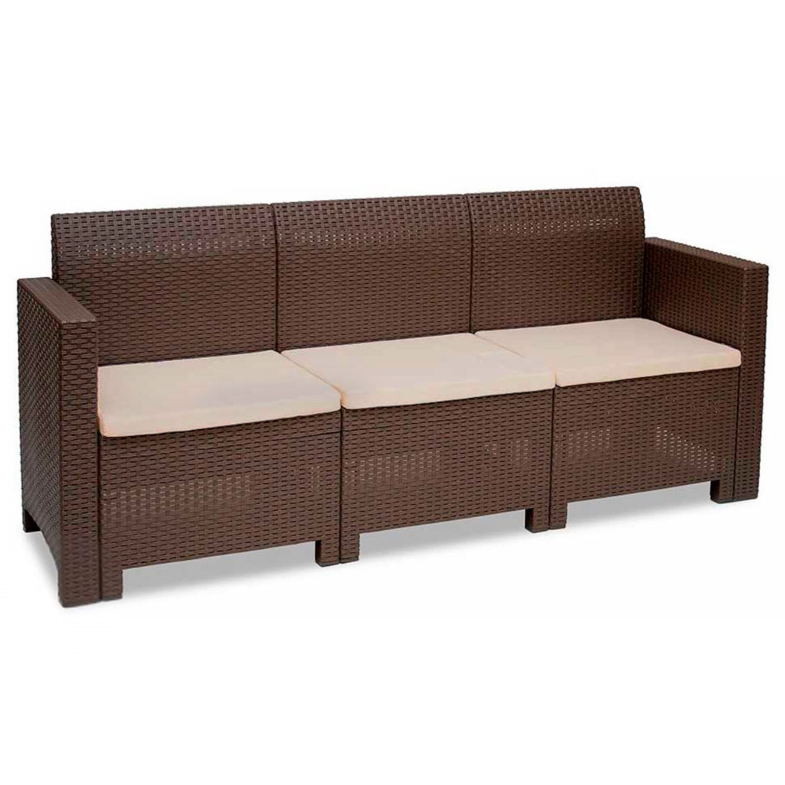 Диван 3х местный NEBRASKA SOFA 3, искусственный ротанг, цвет венге ...