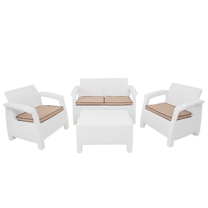 Комплект садовой мебели Tweet Terrace Set: 2х местный диван, 2 кресла, столик, цвет белый - Фото 1