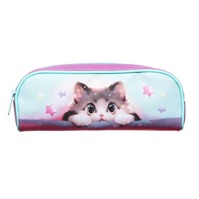 Пенал школьный, текстиль, 8×21×4 см«Кот корея»