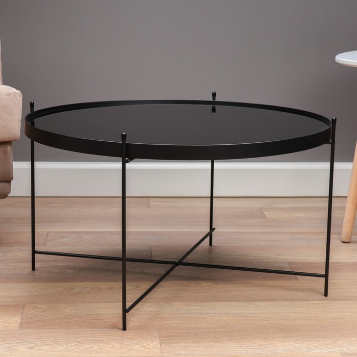Кофейный столик " Уран" YS-8483-40, черный, стекло 70х40 см