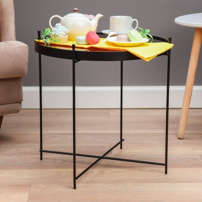 Кофейный столик «Лава» YS-8483-48, 480×480 мм, стекло, цвет чёрный