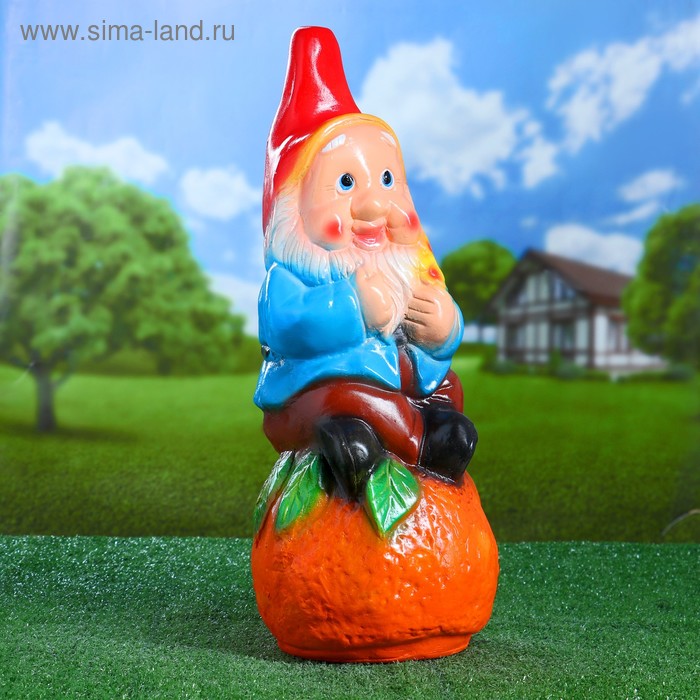 Садовая фигура "Гном на апельсине" 22х28х54см - Фото 1