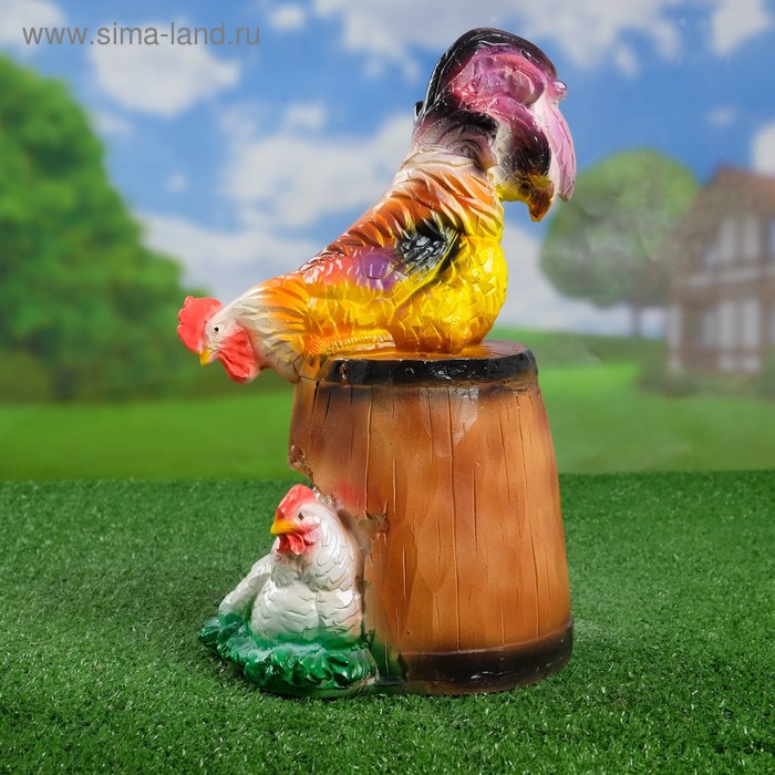 Садовая фигура "Петух на бочке" 18х23х34см МИКС - Фото 1