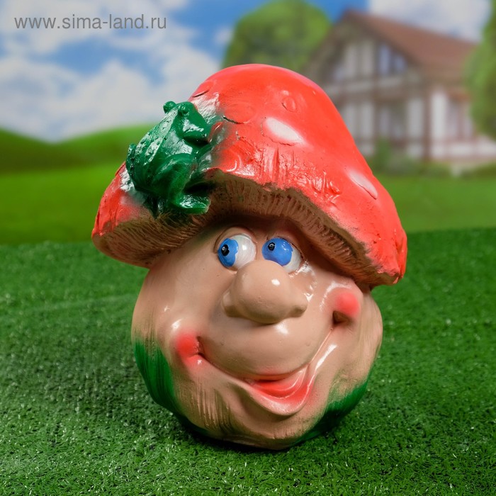 Садовая фигура "Гриб с лягушкой" круглая шляпка 20х23х25см - Фото 1