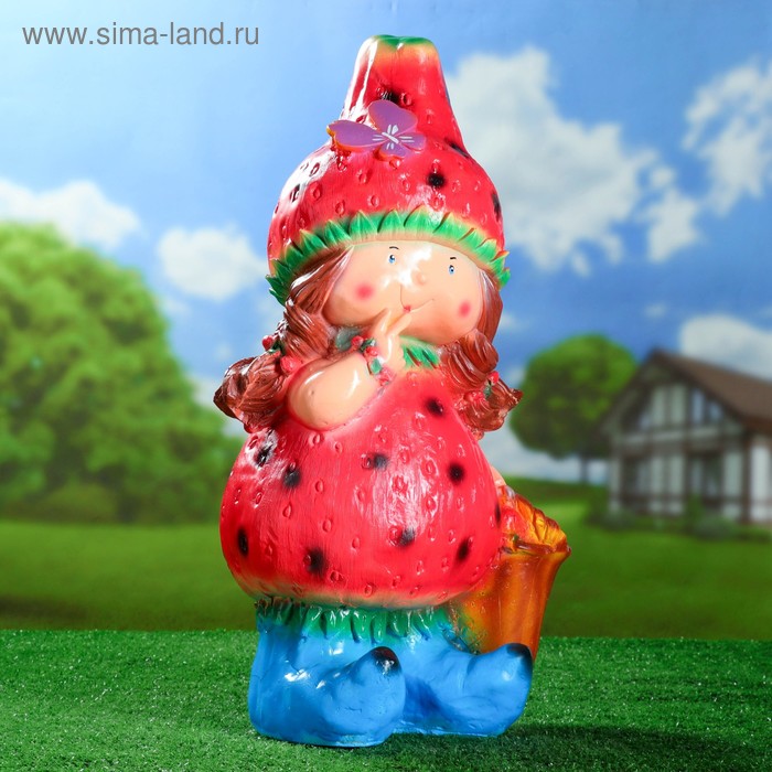 Садовая фигура "Девочка - клубничка" большая 24х33х60см - Фото 1