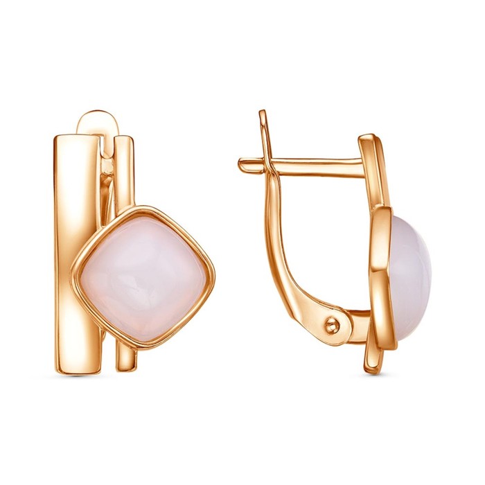 Серьги «Агат белый», позолота - Фото 1