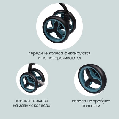 Коляска прогулочная детская Indigo PUNTO, складывается в трость, голубая
