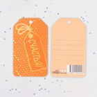 Бирка-шильдик "Счастья!" софт-тач, оранжевый фон, 8х5,5 см - Фото 2