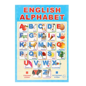 Плакат  "Английский алфавит" синий фон, А3