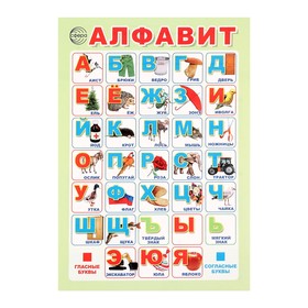 Плакат  "Алфавит" розовый фон, А4