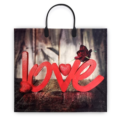 Пакет «О любви», полиэтиленовый с пластиковой ручкой, 37×34 см, 90 мкм