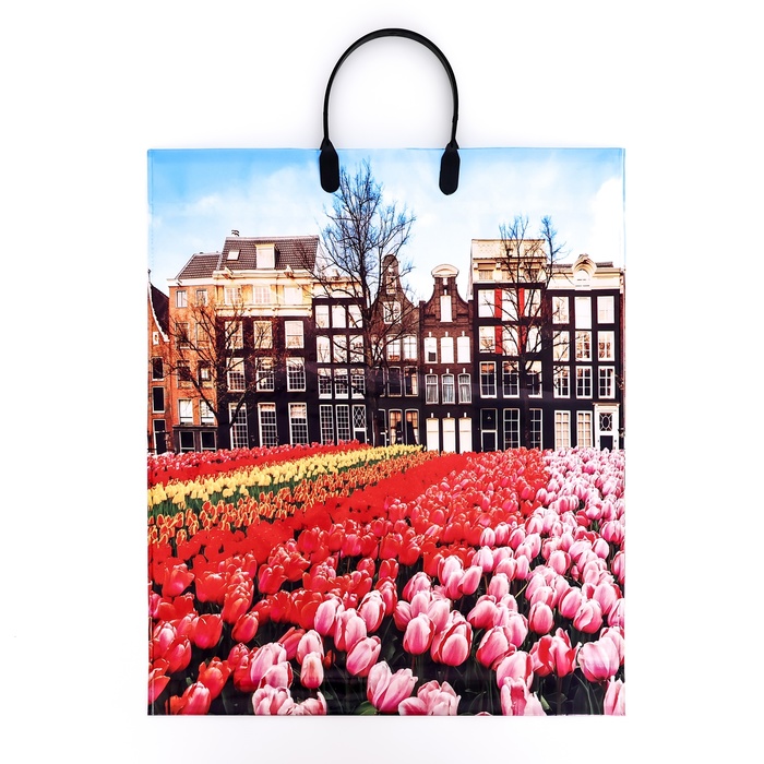 Пакет "Весна в городе", полиэтиленовый с пластиковой ручкой, 38х45 см, 90 мкм - Фото 1
