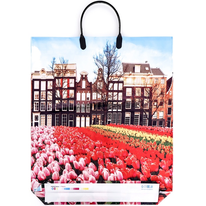 Пакет "Весна в городе", полиэтиленовый с пластиковой ручкой, 38х45 см, 90 мкм