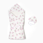 Набор для новорождённого (одеяло, шапочка, пояс), цвет розовый, рост 56-62 см - фото 321238857
