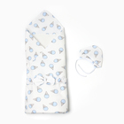 Набор для новорождённого (одеяло, шапочка, пояс), цвет голубой, рост 56-62 см - фото 109745830