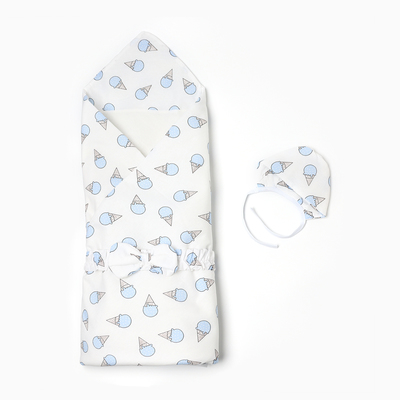 Набор для новорождённого (одеяло, шапочка, пояс), цвет голубой, рост 56-62 см