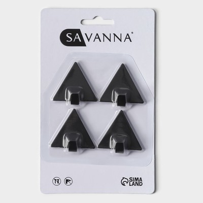 Крючки самоклеящиеся SAVANNA Black Loft, 4 шт., металл, грань 4 см, 4×3.9×1.5 см, чёрные