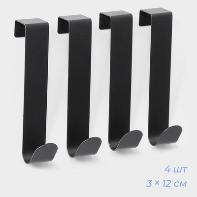 Крючки надверные Black Loft, 4 шт., металл, 3×12×2.2 см, чёрные