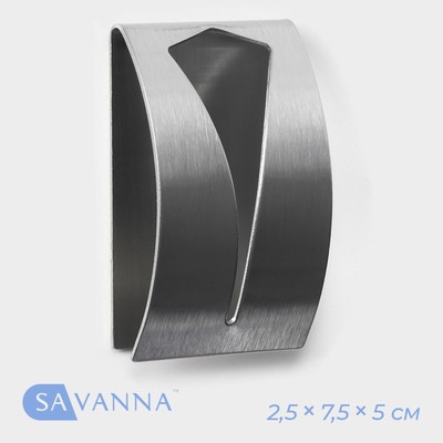 Крючок - держатель самоклеящийся SAVANNA Chrome Loft, для салфеток и полотенец, металл, 2.5×7.5×5 см, хромированный