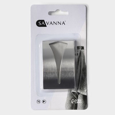 Крючок - держатель самоклеящийся SAVANNA Chrome Loft, для салфеток и полотенец, металл, 2.5×7.5×5 см, хромированный
