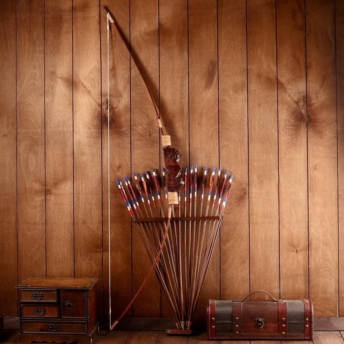 Сувенир Лук со стрелами из бамбука 125х65х3 см - фото 1887653339