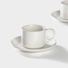 Набор чайный фарфоровый Magistro Basic bistro, 4 предмета: 2 чашки 200 мл, 2 блюдца d=15 см, цвет белый - Фото 4