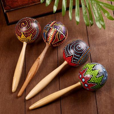 Сувенирный музыкальный инструмент Маракас «Голубая волна», 26×8×8 см, МИКС