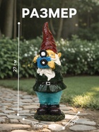 Садовая фигура из полистоуна «Гном фотограф», 10×10×27 см - Фото 2
