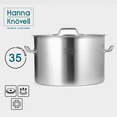 Кастрюля из нержавеющей стали Hanna Knovell, 35 л, d=40 см, h=26 см, толщина стенки 1 мм, металлическая крышка