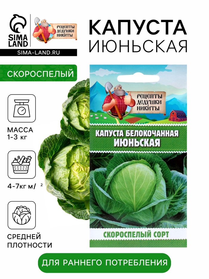 Семена Капуста белокочанная "Июньская", 0,5 г - Фото 1