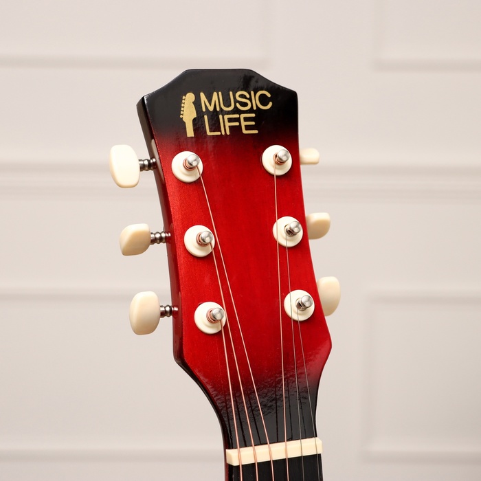 Набор гитариста Music Life ML-60A RD: гитара, чехол, струны, ремень, каподастр, тюнер