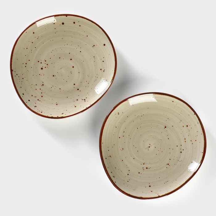 Набор тарелок фарфоровых десертных Magistro Mediterana, 2 предмета: 21×20 см, цвет бежевый