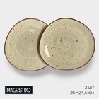 Набор тарелок фарфоровых обеденных Magistro Mediterana, 2 предмета: 26×24,5 см, цвет бежевый - фото 12199753
