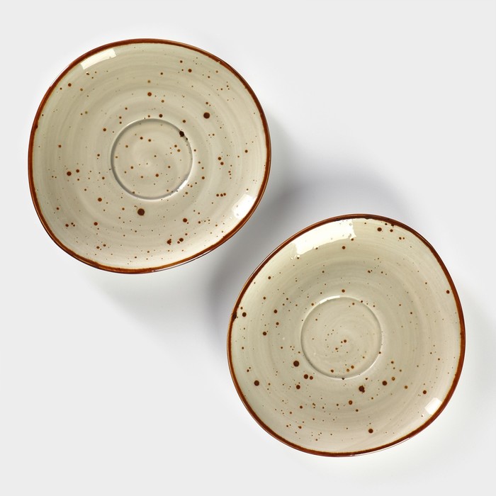 Набор блюдец фарфоровых Magistro Mediterana, 2 предмета: 16×15 см, цвет бежевый - фото 1908099820